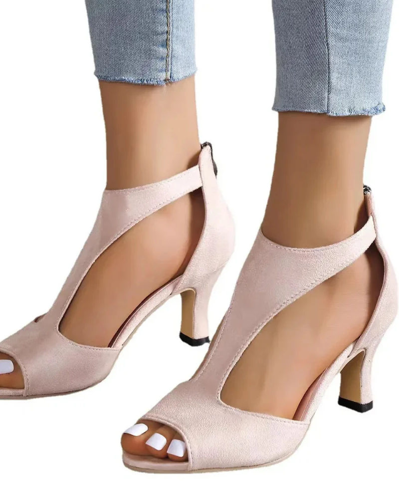 Sofia Women's Cut Out Pumps – Open Toe Heels with Elegant Slim Heel Design