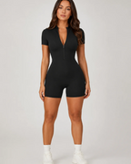 Brielle Women's Workout Jumpsuit – Seamless Short-Sleeve Athletic One-Piece