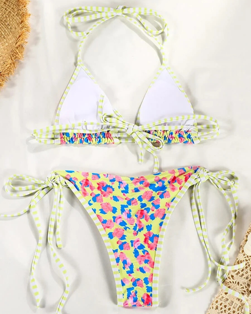 Chelsea Women's Micro Bikini – Floral Triangle Top, Tie Sides & Reversible Design