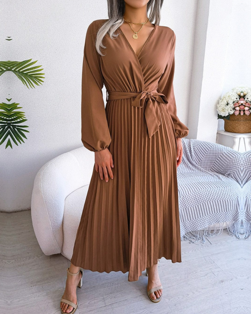 Natalie Women's Brown Cocktail Dress – Elegant Long Sleeves & Flattering Party Fit