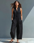 Arielle Women’s Jumpsuit – Sleeveless V-Neck Wide Leg Jumpsuit