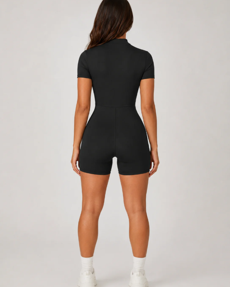 Brielle Women's Workout Jumpsuit – Seamless Short-Sleeve Athletic One-Piece