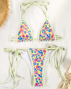 Chelsea Women's Micro Bikini – Floral Triangle Top, Tie Sides & Reversible Design