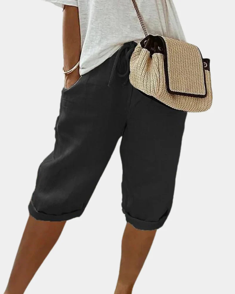 Elara Women's Summer Shorts – Breathable Stretch Fit with Elastic Waist & Side Pockets