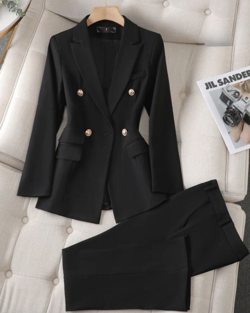 Danielle Women's Blazer & Pants Set – Tailored 2-Piece Suit for Work & City Wear