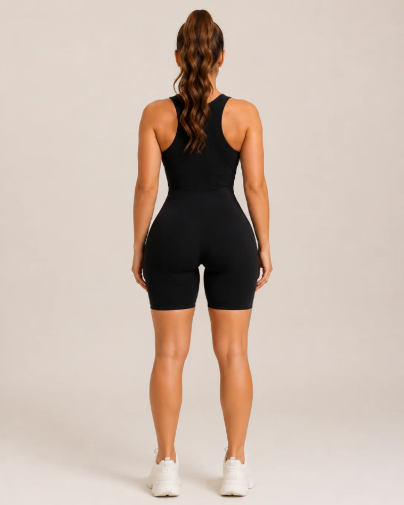 Paisley Women's Seamless Yoga Jumpsuit – Ribbed Stretch One-Piece with Padded Straps