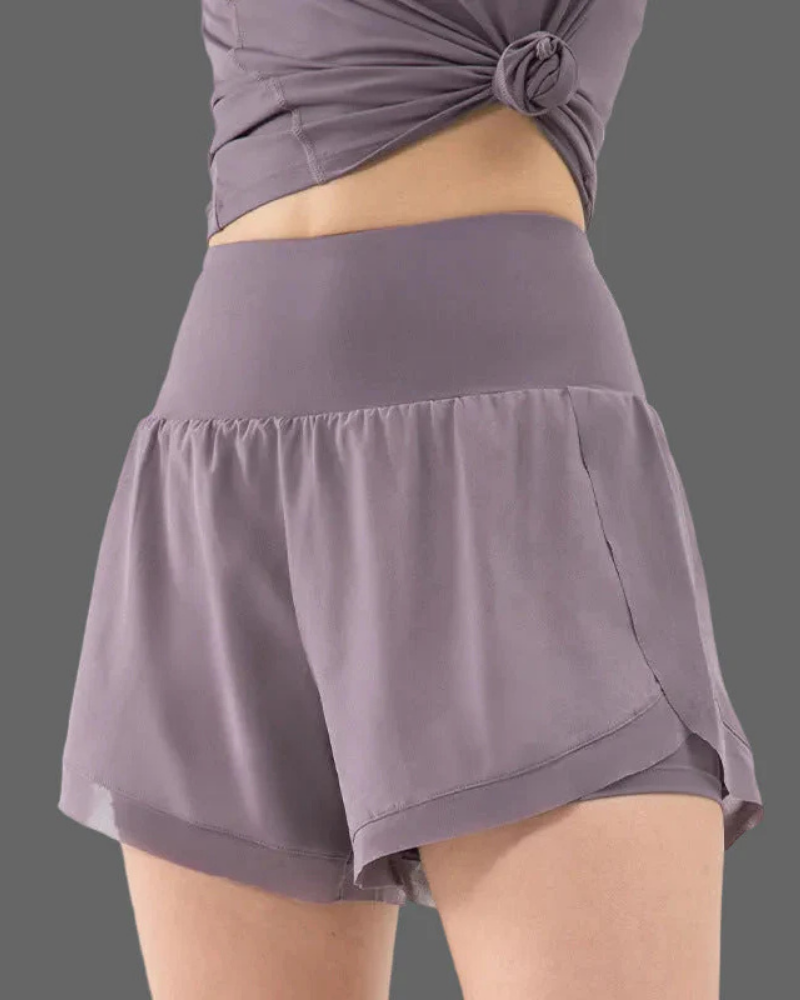 Hailey Women's 2-in-1 Running Shorts – High Waist Athletic Shorts with Phone Pocket