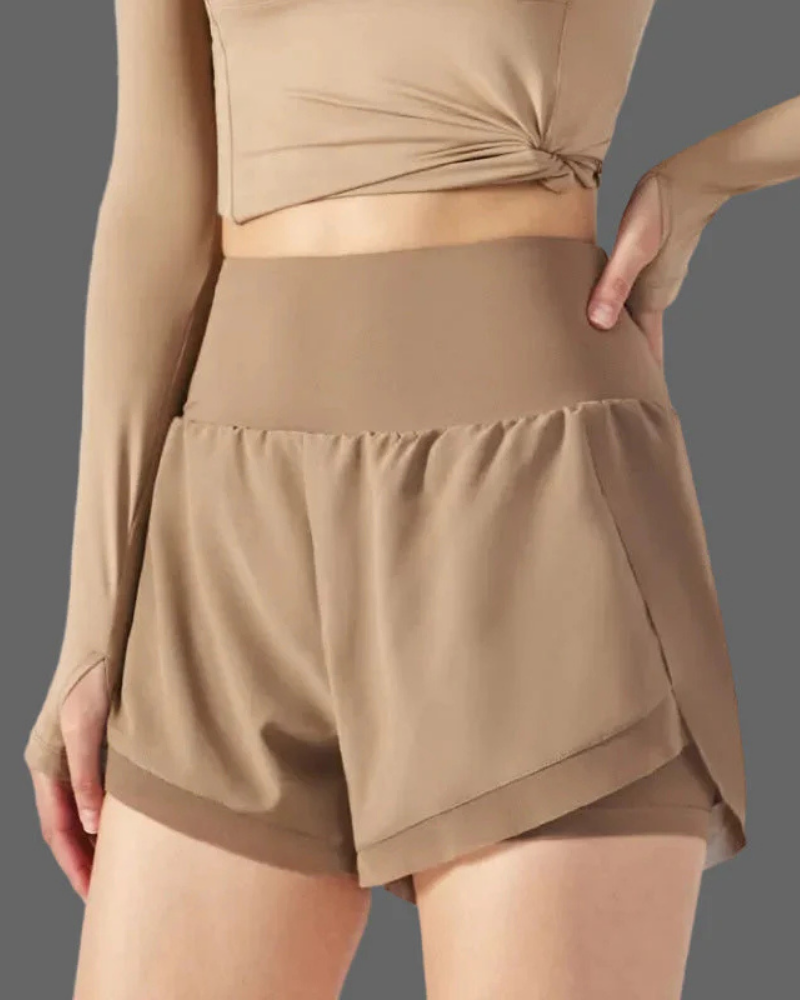 Hailey Women's 2-in-1 Running Shorts – High Waist Athletic Shorts with Phone Pocket