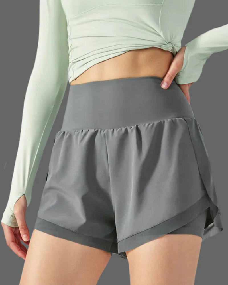 Hailey Women's 2-in-1 Running Shorts – High Waist Athletic Shorts with Phone Pocket