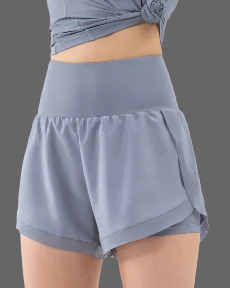 Hailey Women's 2-in-1 Running Shorts – High Waist Athletic Shorts with Phone Pocket