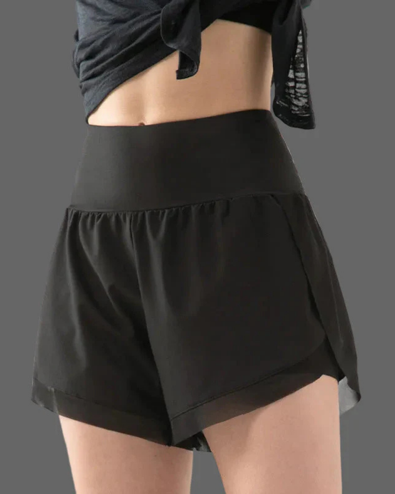 Hailey Women's 2-in-1 Running Shorts – High Waist Athletic Shorts with Phone Pocket