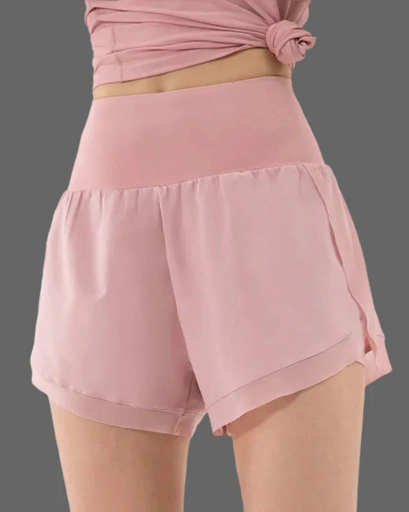 Hailey Women's 2-in-1 Running Shorts – High Waist Athletic Shorts with Phone Pocket