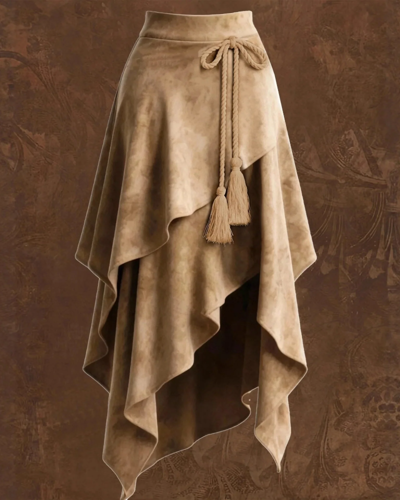Georgia Women's Suede-Look Wrap Skirt – Asymmetrical Fit for Office & Casual Wear