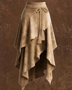 Georgia Women's Suede-Look Wrap Skirt – Asymmetrical Fit for Office & Casual Wear