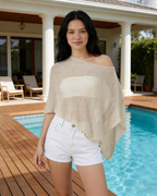 Isabella Women’s Sheer Poncho – Lightweight Mesh Beach Cover-Up Shawl