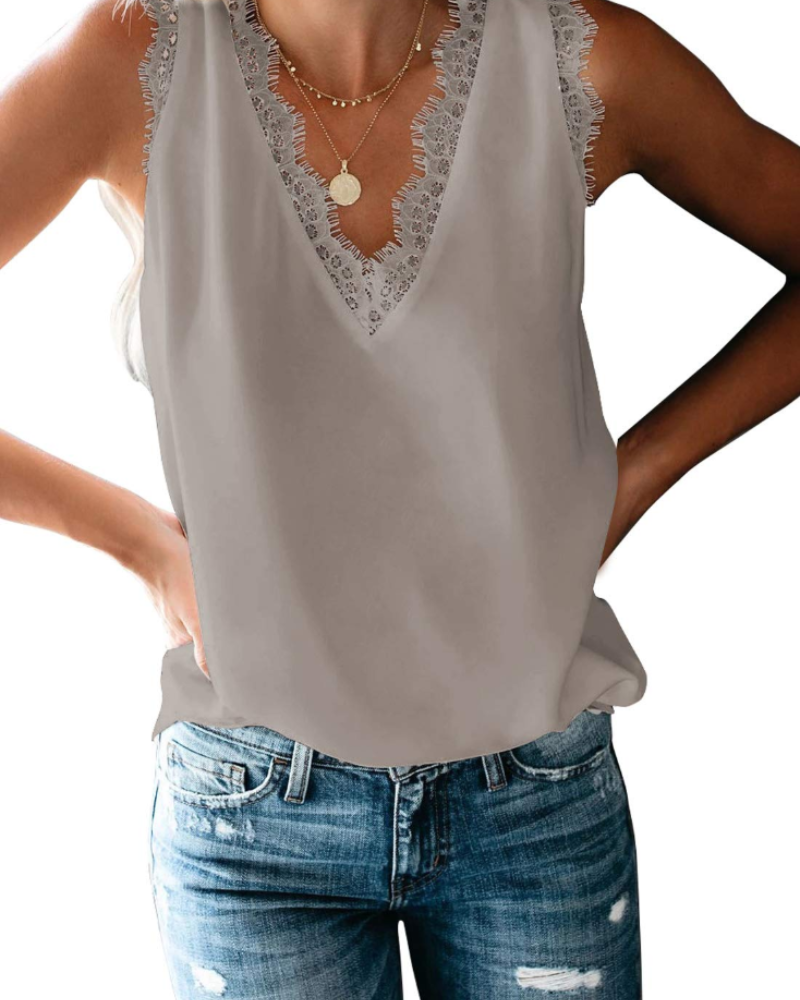 Celeste Women’s Lace Cami Top – V-Neck Racerback Stretch Summer Tank