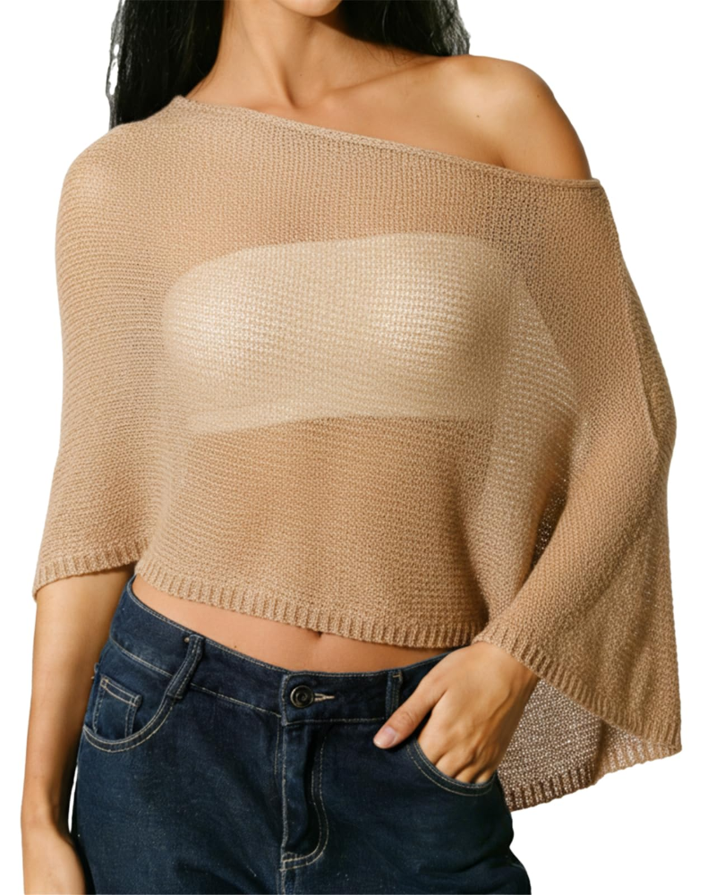 Isabella Women’s Sheer Poncho – Lightweight Mesh Beach Cover-Up Shawl