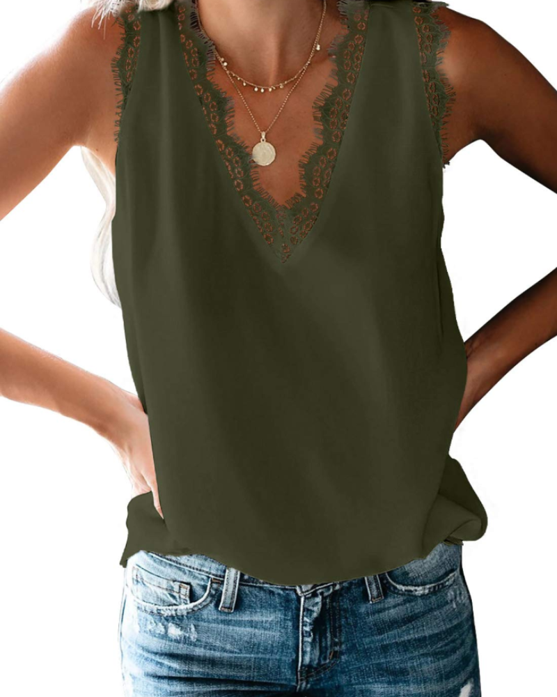 Celeste Women’s Lace Cami Top – V-Neck Racerback Stretch Summer Tank