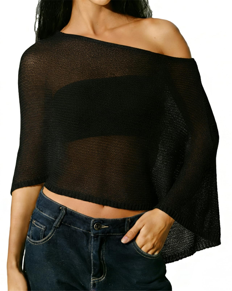 Isabella Women’s Sheer Poncho – Lightweight Mesh Beach Cover-Up Shawl