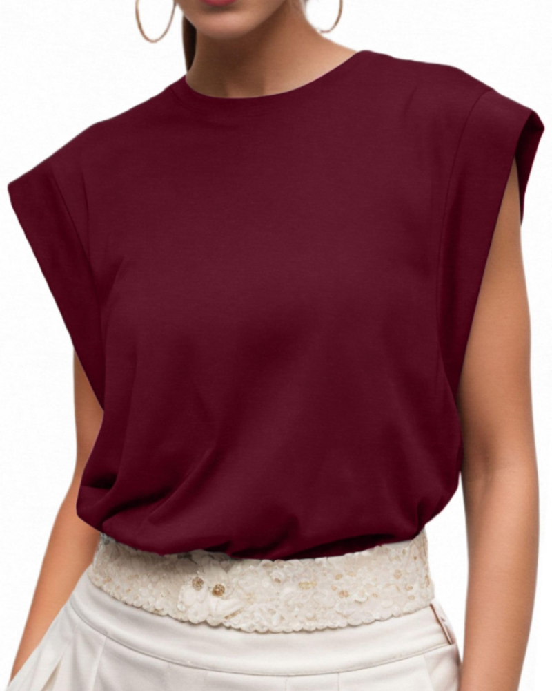 Emily Women’s Cotton T-Shirt – Cap Sleeve Crew Neck Loose Fit Summer Top