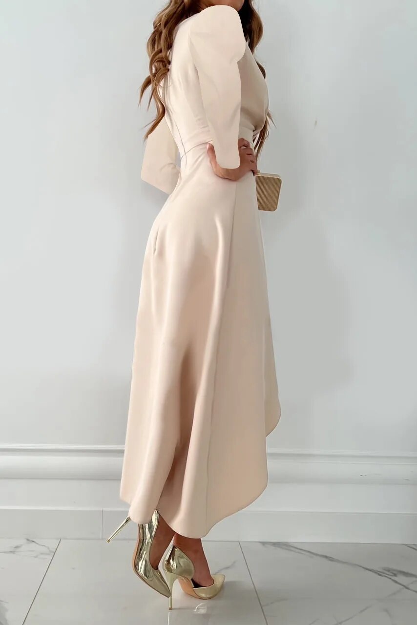 Tessa Women's V-Neck Dress – Long Sleeve Slim Fit Elegant Occasion Dress
