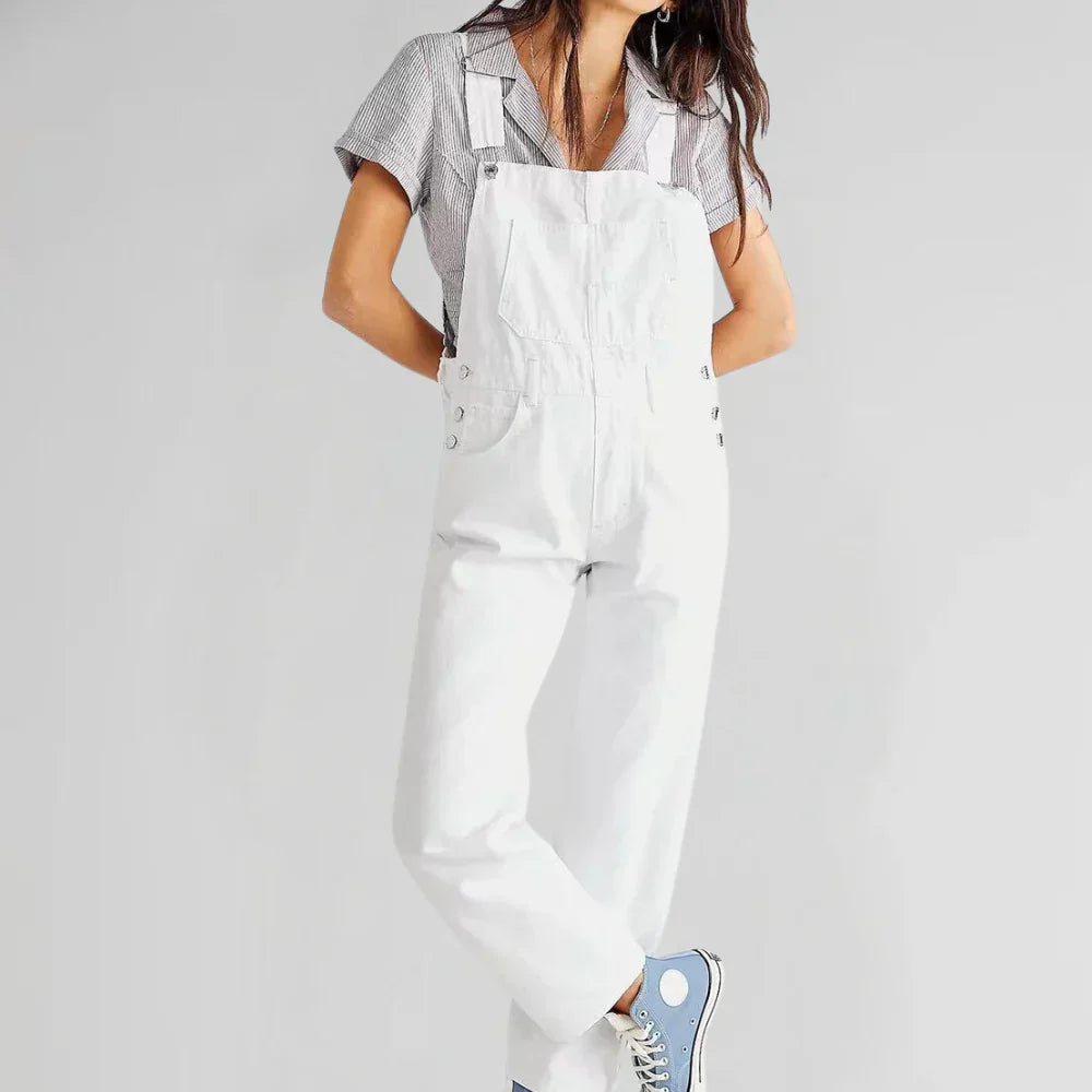 Charlotte Women's Denim Jumpsuit – Fitted Button Front Casual Jean Outfit