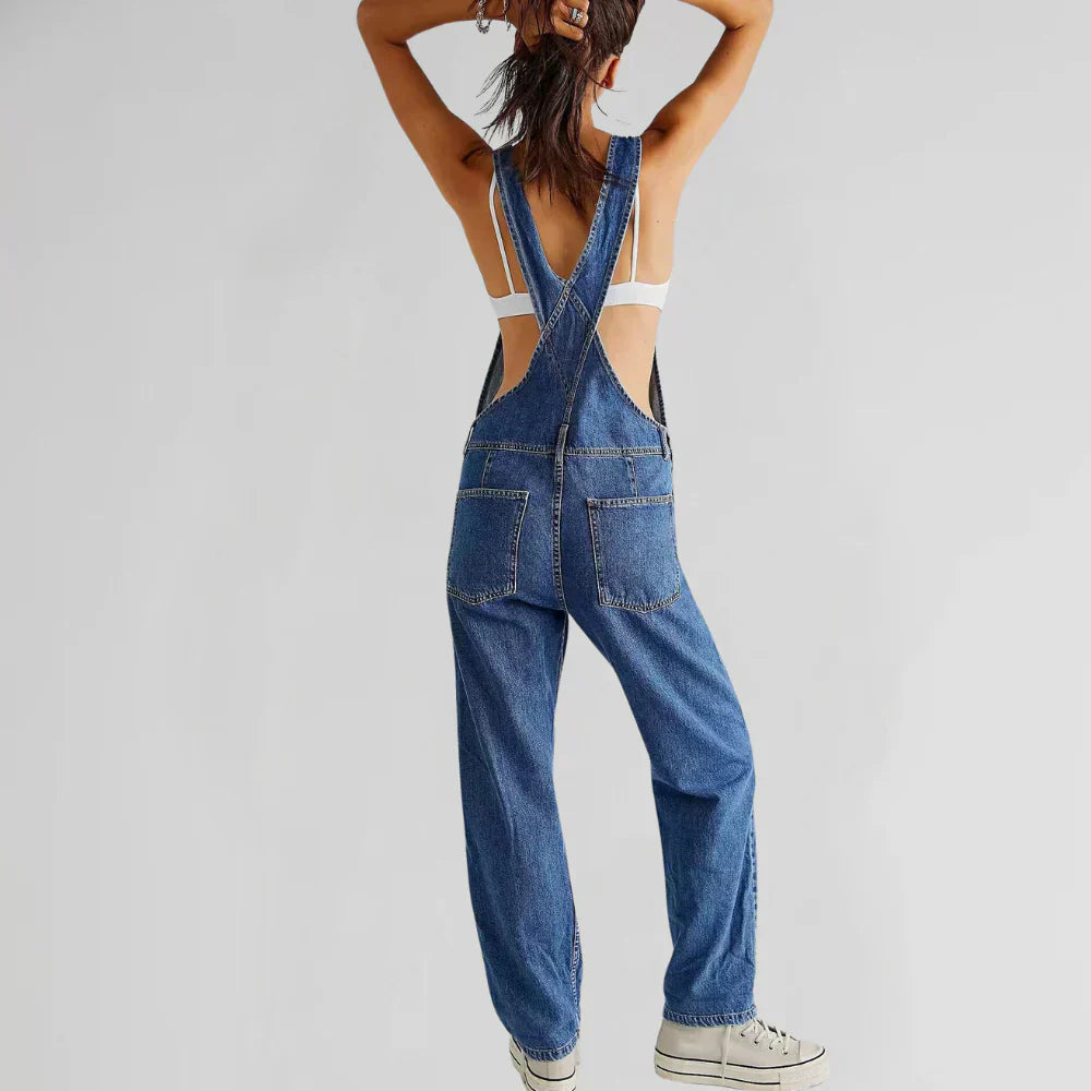 Charlotte Women's Denim Jumpsuit – Fitted Button Front Casual Jean Outfit