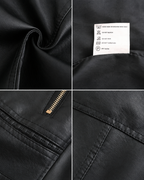 Janiyah Women's Leather Jacket – Stand Collar Zip Jacket with Pockets