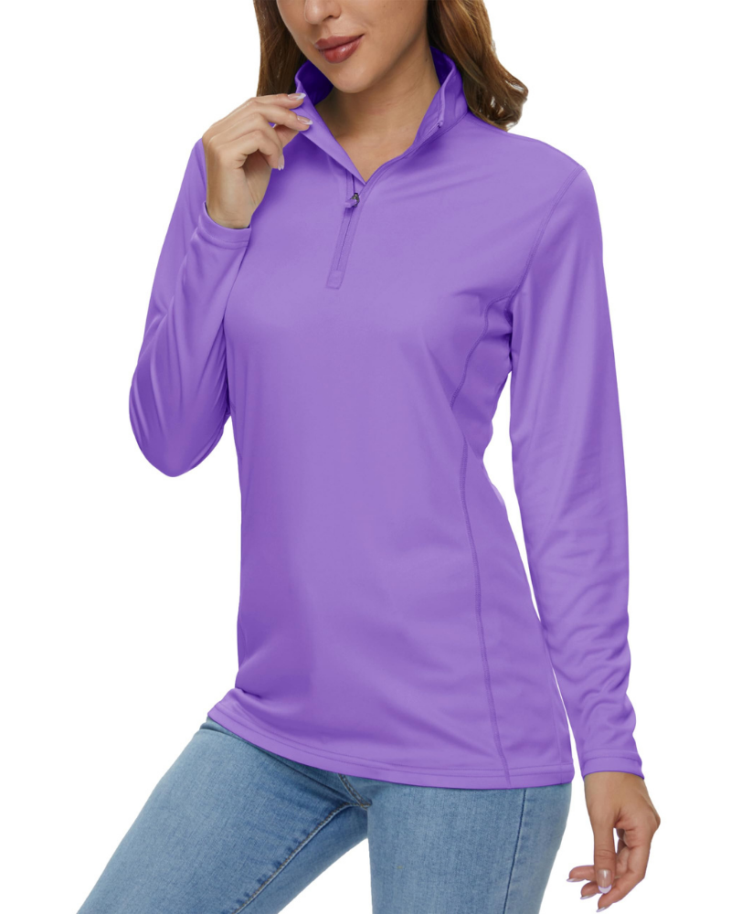 Paisley Women’s Quarter-Zip Sun Shirt – UPF 50+, Quick-Dry & Lightweight Long Sleeve