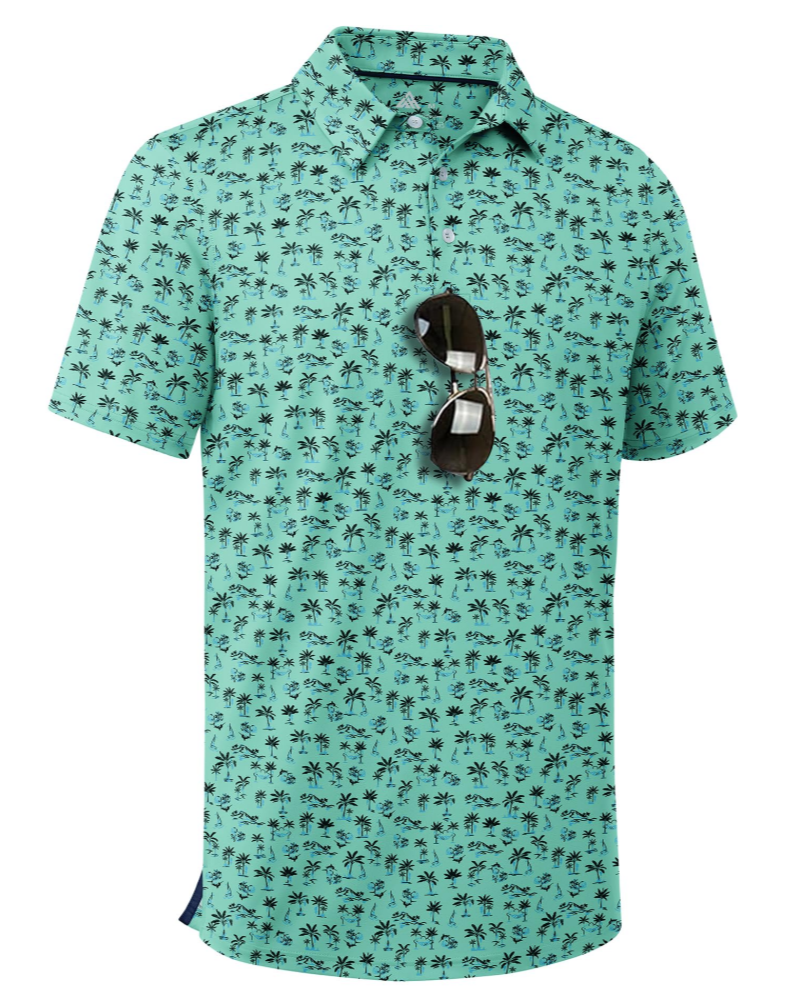Wyatt Men’s Printed Golf Polo Shirt – Moisture-Wicking, UPF 30+ & 4-Way Stretch