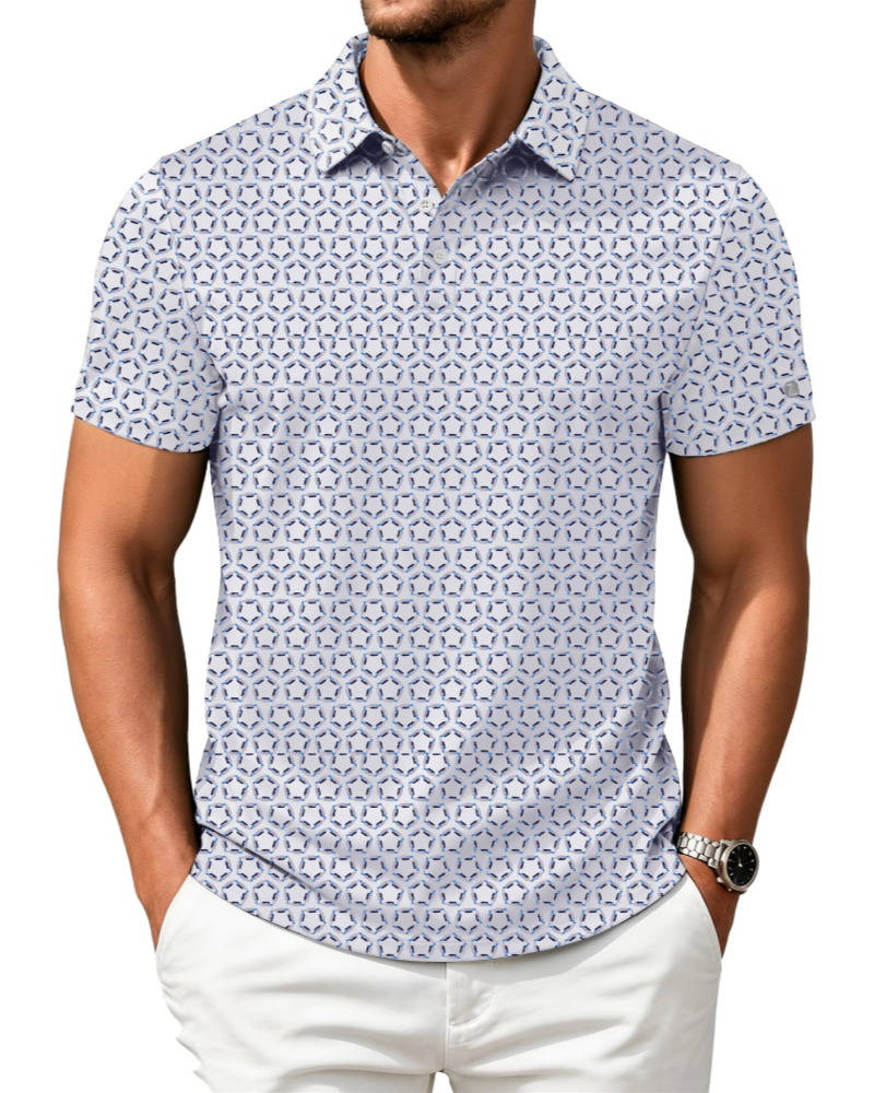 Henry Men’s Printed Golf Polo Shirt – Moisture-Wicking, Quick-Dry & Regular Fit