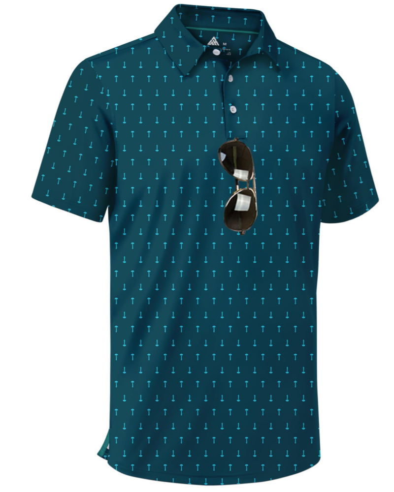 Wyatt Men’s Printed Golf Polo Shirt – Moisture-Wicking, UPF 30+ & 4-Way Stretch