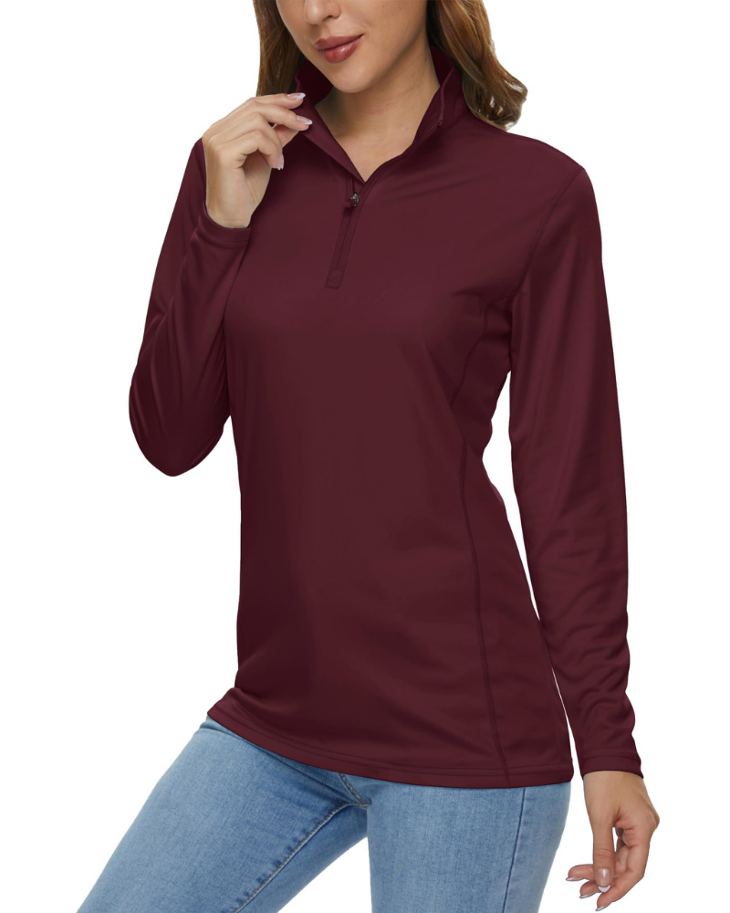 Paisley Women’s Quarter-Zip Sun Shirt – UPF 50+, Quick-Dry & Lightweight Long Sleeve
