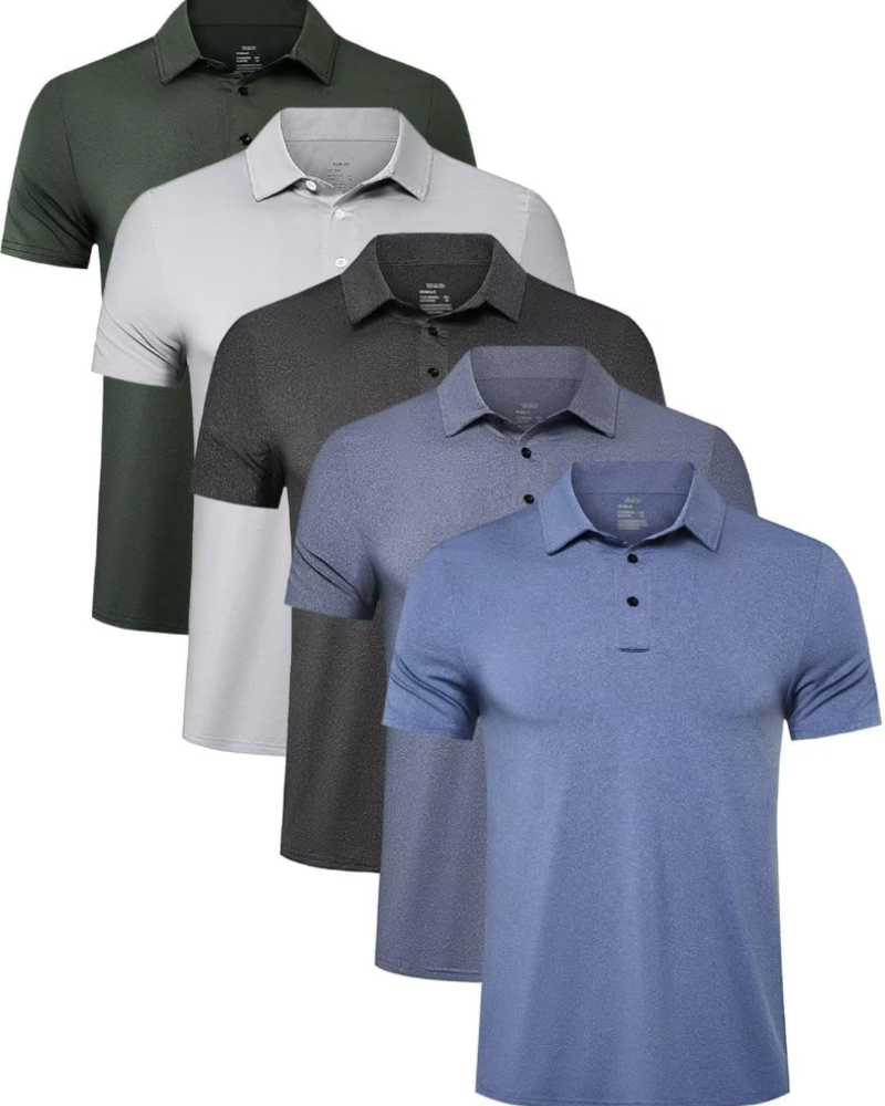 Logan Men’s 5-Pack Polo Shirts – Quick-Dry, Moisture-Wicking & Sun Protection