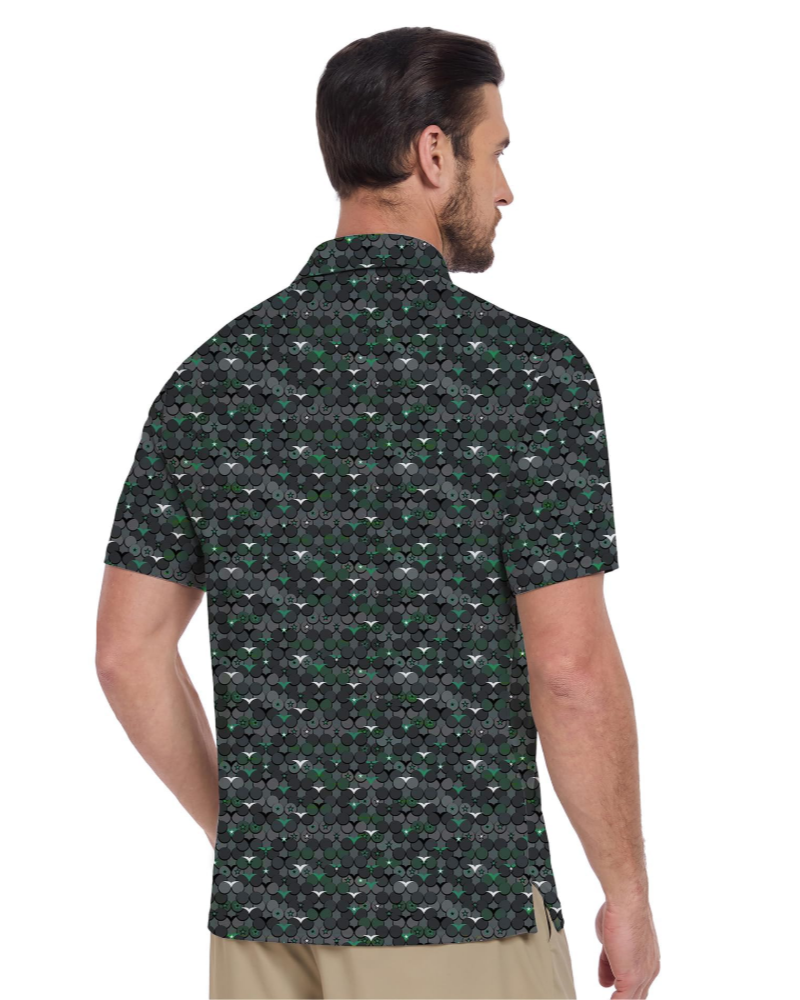 Wyatt Men’s Printed Golf Polo Shirt – Moisture-Wicking, UPF 30+ & 4-Way Stretch