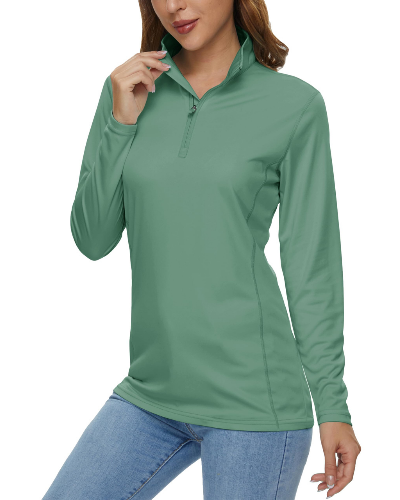 Paisley Women’s Quarter-Zip Sun Shirt – UPF 50+, Quick-Dry & Lightweight Long Sleeve