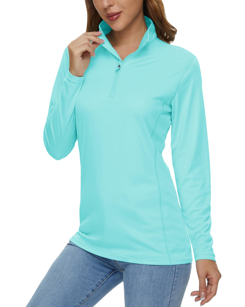 Paisley Women’s Quarter-Zip Sun Shirt – UPF 50+, Quick-Dry & Lightweight Long Sleeve
