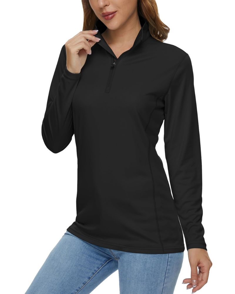 Paisley Women’s Quarter-Zip Sun Shirt – UPF 50+, Quick-Dry & Lightweight Long Sleeve