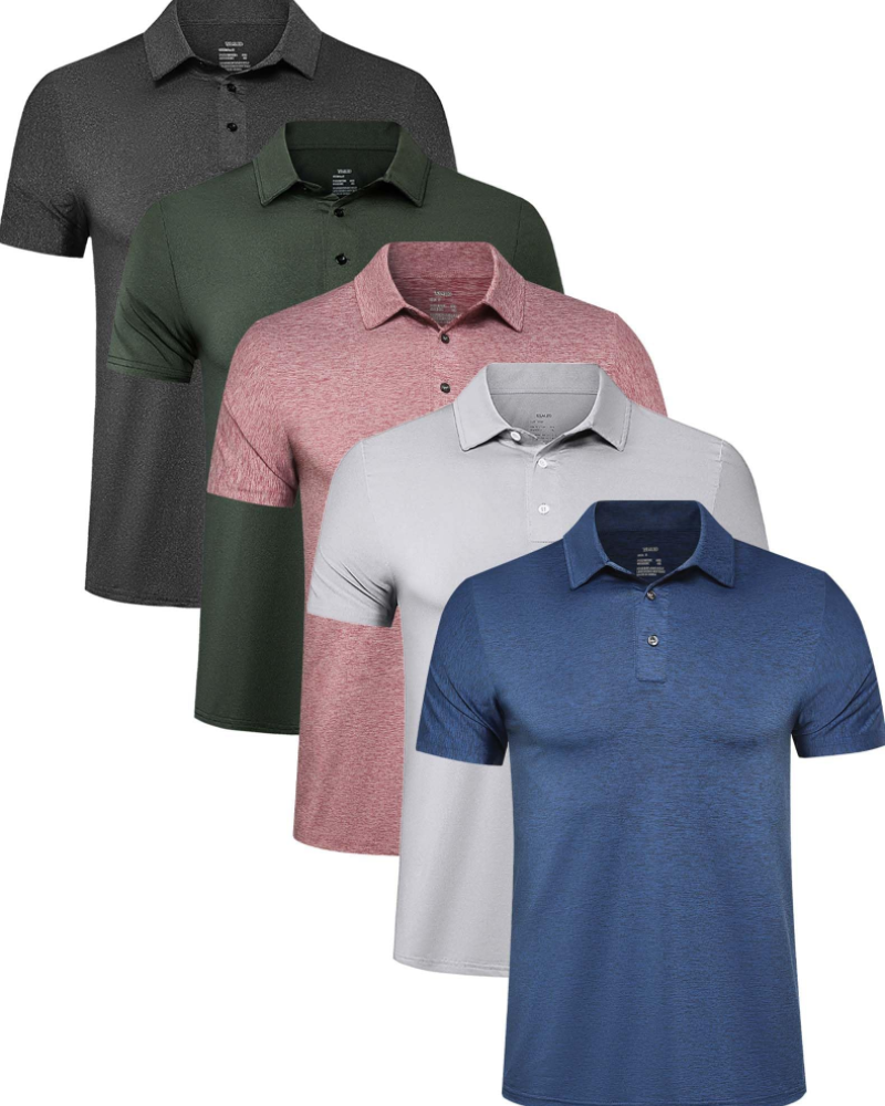 Logan Men’s 5-Pack Polo Shirts – Quick-Dry, Moisture-Wicking & Sun Protection