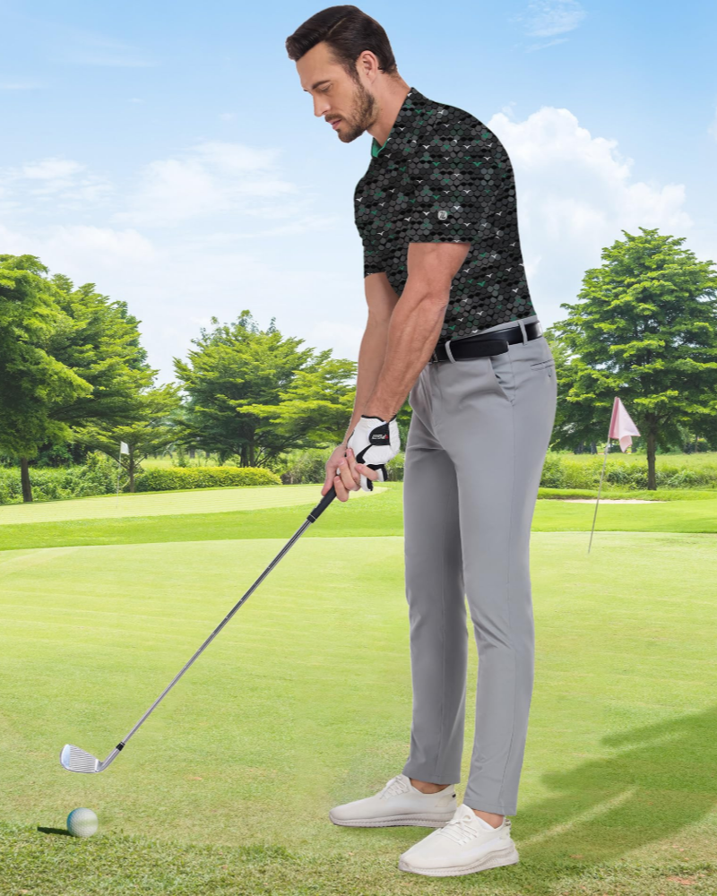 Wyatt Men’s Printed Golf Polo Shirt – Moisture-Wicking, UPF 30+ & 4-Way Stretch