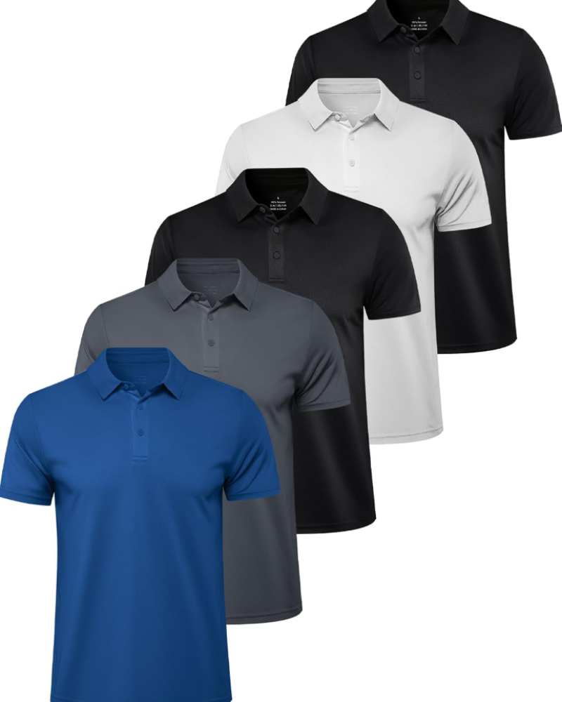 Oliver Men’s 5-Pack Polo Shirts – Quick-Dry, Moisture-Wicking & UPF 50+ Protection