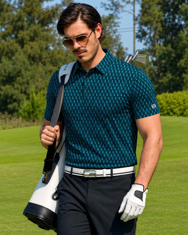 Henry Men’s Printed Golf Polo Shirt – Moisture-Wicking, Quick-Dry & Regular Fit