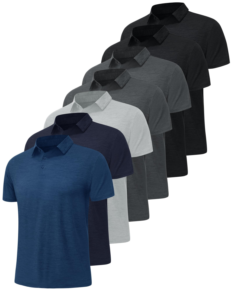 Gavin Men’s 7-Pack Performance Polo Shirts – Quick-Dry Stretch Golf & Work Polos