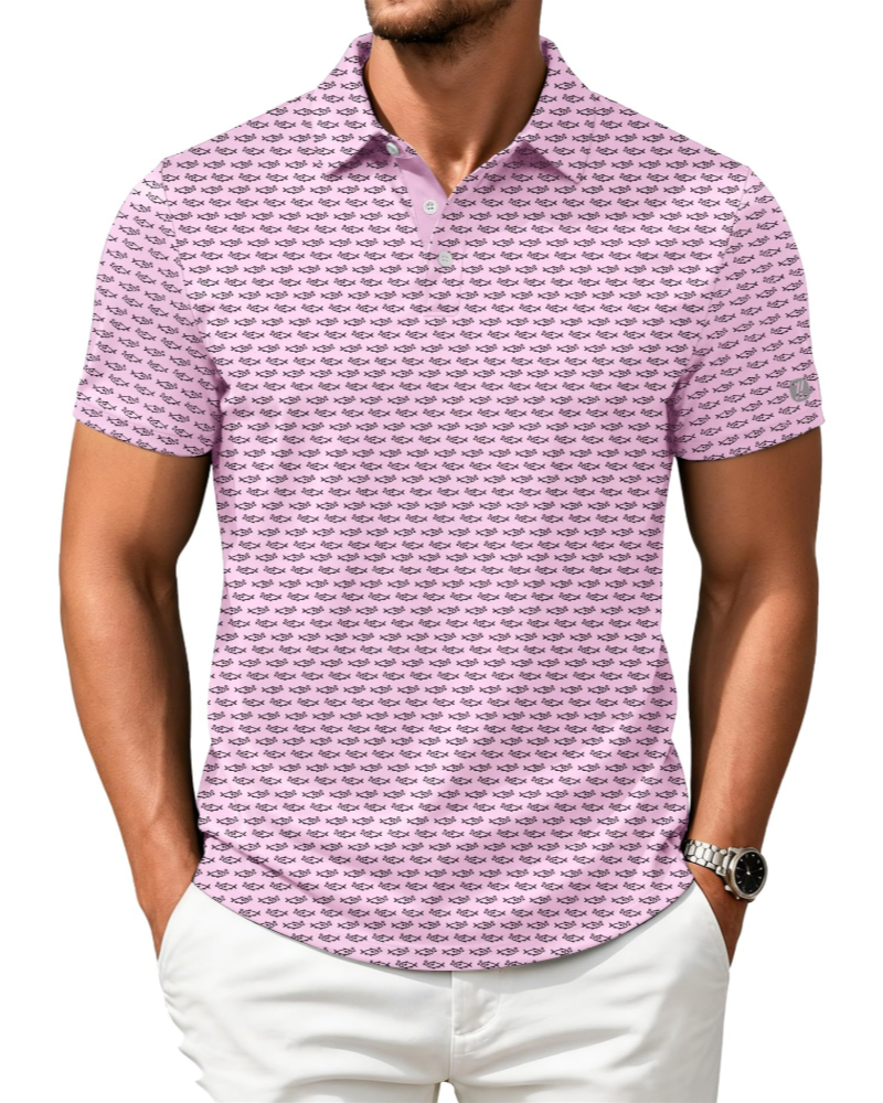 Henry Men’s Printed Golf Polo Shirt – Moisture-Wicking, Quick-Dry & Regular Fit