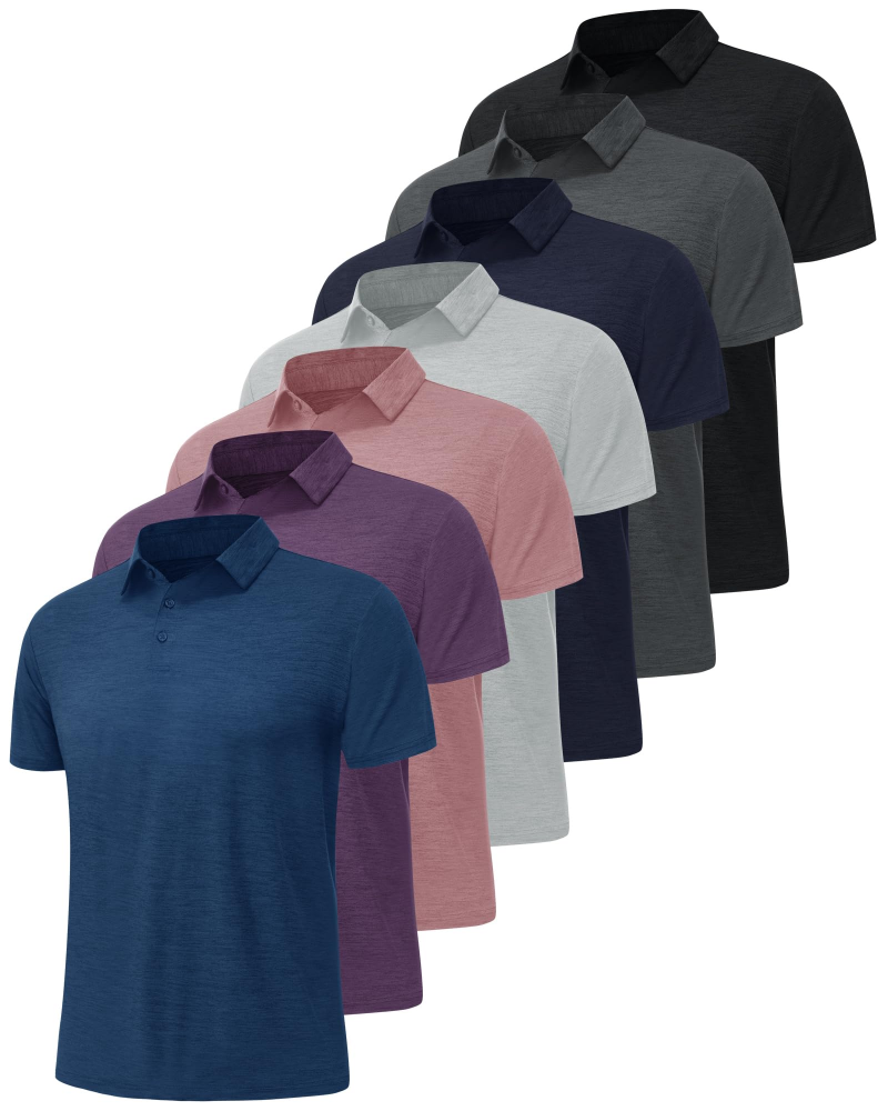 Gavin Men’s 7-Pack Performance Polo Shirts – Quick-Dry Stretch Golf & Work Polos