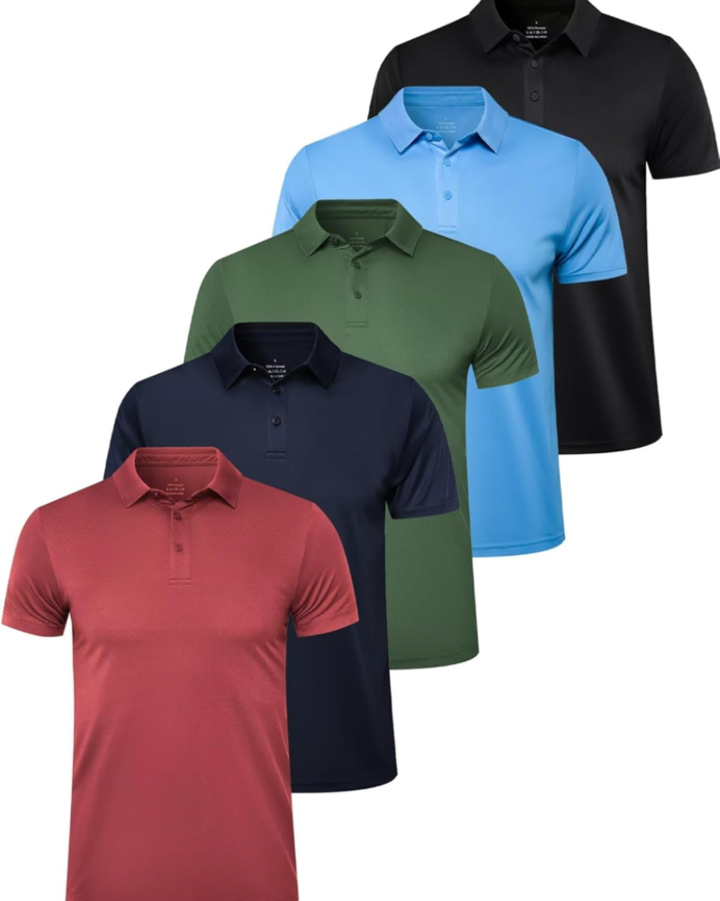 Oliver Men’s 5-Pack Polo Shirts – Quick-Dry, Moisture-Wicking & UPF 50+ Protection