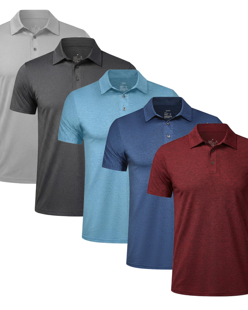 Logan Men’s 5-Pack Polo Shirts – Quick-Dry, Moisture-Wicking & Sun Protection