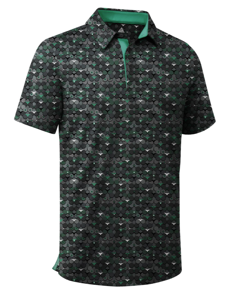 Wyatt Men’s Printed Golf Polo Shirt – Moisture-Wicking, UPF 30+ & 4-Way Stretch