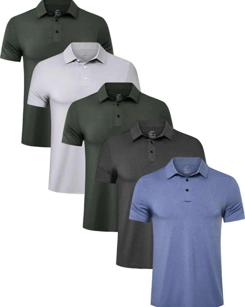 Logan Men’s 5-Pack Polo Shirts – Quick-Dry, Moisture-Wicking & Sun Protection