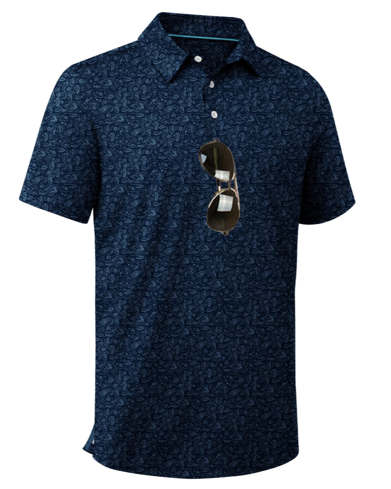 Wyatt Men’s Printed Golf Polo Shirt – Moisture-Wicking, UPF 30+ & 4-Way Stretch